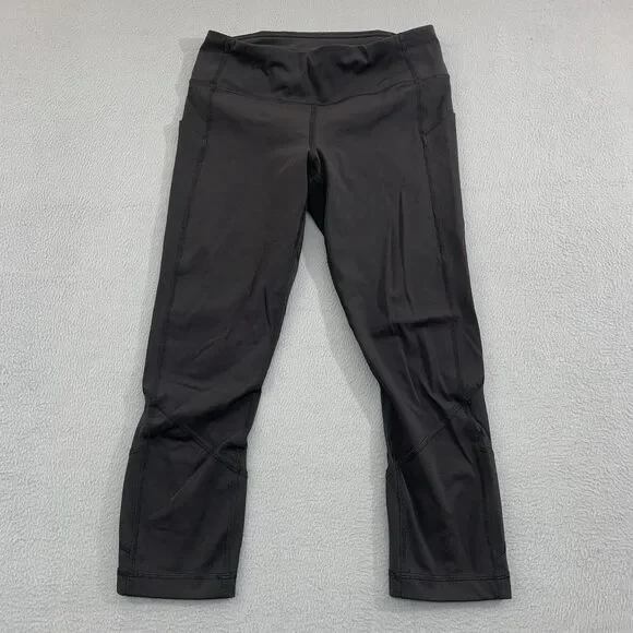 Lululemon Pants Womens 6 Pace Rival Crop Yoga Athletic Pocket Zip Activewear - Picture 1 of 13